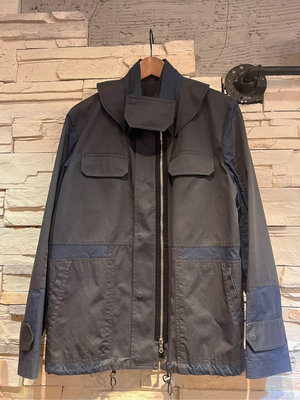 日義混血品牌Giuliano fujiwara 結構型混色風衣夾克外套 歐碼46 男女同款