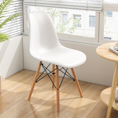 伊姆斯椅塑料靠背北歐家用實木餐椅椅子現代簡約辦公椅洽談書桌椅