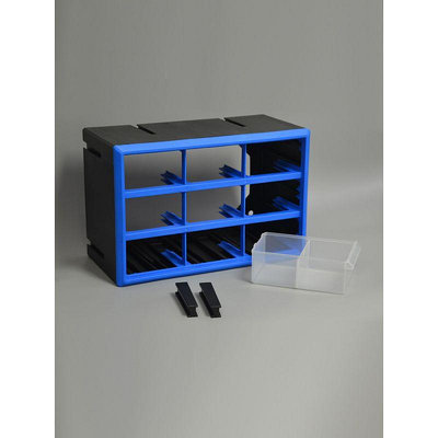 藍色組合式桌面收納盒簡約可拆卸塑料零件箱帶抽屜多格分類置HXY