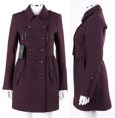 Burberry 紫色 羊毛 Cashmere 羊絨 大衣 外套 Size 2 (肩寬39.5/胸圍89)