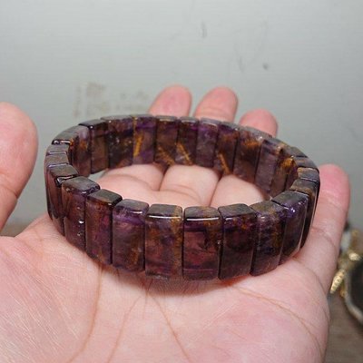 紫鈦手排 紫晶含鈦晶 手排 深紫色 紫水晶 紫鈦排 版寬約15.2mm 手圍約17.5公分