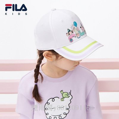特賣-新品FILA KIDS斐樂棒球帽冬季新款男女小童時尚可愛鴨舌帽子