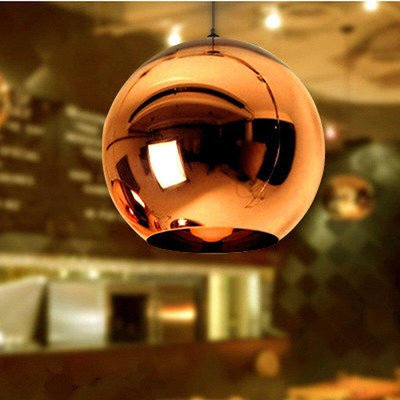 【熱賣精選】創意個性太空玻璃電鍍球吊燈間約現代圓形餐廳服裝店燈古銅燈玫瑰金