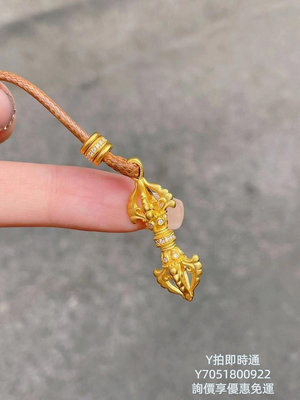 金剛杵藏式古法一字金剛杵黃金色吊墜個性霸氣顯氣質小眾設計高級感西藏
