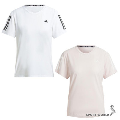 Adidas 短袖上衣 女裝 排汗 反光 白/粉【運動世界】IK7442/IN1598