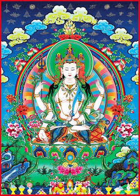 佛畫佛像唐卡 結緣殊勝佛陀畫像密宗不空絹索觀音佛像見解脫西藏手繪唐卡掛畫圖