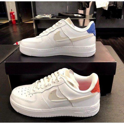 耐克Nike Air Force 1 07 Lux 898889-103 白 斷勾 藍紅 板慢跑鞋