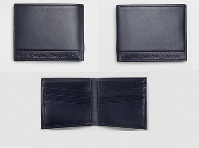 Calvin Klein 皮夾 經典 CK 短夾 皮革 壓紋 logo 黑色 現貨