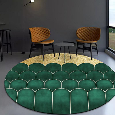 跨境現代簡約金色沙漠綠色仙人掌客廳臥室吊籃椅防滑圓形地墊地毯
