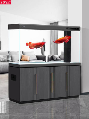 魚缸水族箱客廳大型2024新款輕奢超白玄關屏風底濾生態智能隔斷柜
