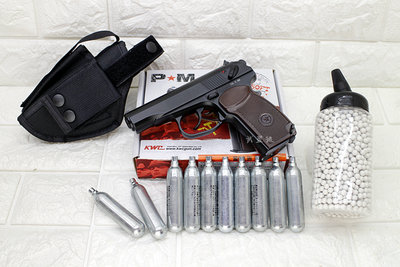 台南 武星級 KWC 馬可洛夫 MP654 CO2槍 + CO2小鋼瓶 + 奶瓶 + 槍套 ( KC-44 BB槍手槍
