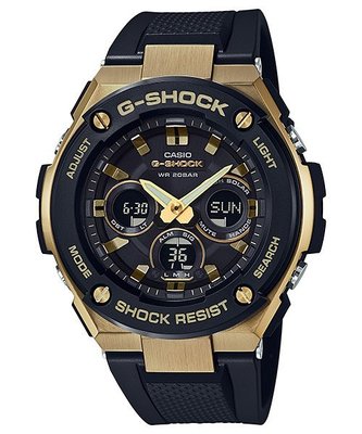 【金台鐘錶】CASIO卡西歐G-SHOCK多功能運動錶 太陽能 黑x金 GST-S300G-1A9