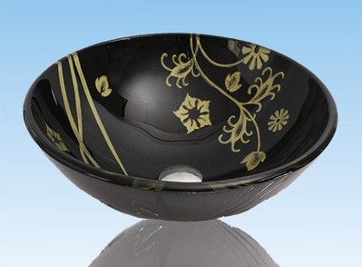 FUO衛浴:42公分 彩繪工藝 藝術強化玻璃碗公盆 (WY15002)預訂!