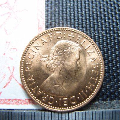 【錢幣鈔】(每標五枚)1967年 英國伊莉莎白二世 1/2 PENNY BU原光-