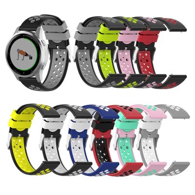 佳明Garmin vivoactive 4S 智能手錶帶 雙色表扣式矽膠錶帶 替換腕帶 手錶配件 18mm