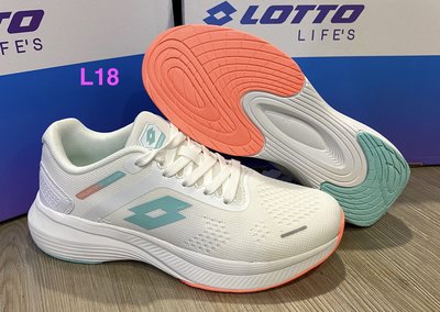 LOTTO義大利 女輕步飛織跑鞋 慢跑鞋 運動鞋~LT1AWR5059 白/湖水綠 L18☆‧°小荳の窩 °‧☆㊣