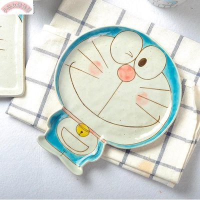 新品 -手繪家用機器貓小叮當碗盤碟套裝卡通可愛碗陶瓷盤子兒童禮品餐具