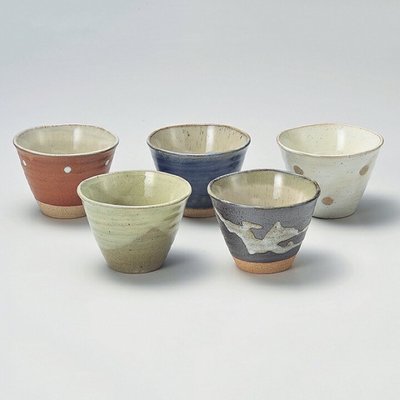 日本製美濃燒awasaka古窯5入杯組 也可當茶碗蒸 茶杯