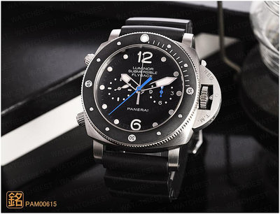 大銘腕錶 二手極新錶 PANERAI 沛納海 PAM00615 鈦金屬 潛水計時錶 47MM PI155018