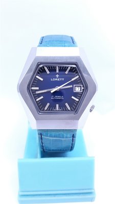 瑞士原裝LORETT(梭蔓REVUE)日期顯示,原裝龍頭,不鏽鋼自動上鍊古董機械男錶