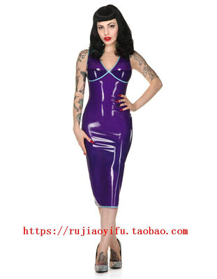 【連身裙】Latex純天然乳膠衣乳膠裙女裙連身裙裙子洋裝紫色性感緊身訂做訂製