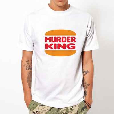 Murder King短袖T恤-白色 趣味幽默漢堡滑板街頭刺青裸女設計插畫潮流相片照片390