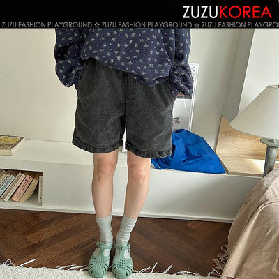 100%韓國空運 [ZUZUKOREA] * 簡單基本 復古水洗彈性腰牛仔短褲(二色) 152837