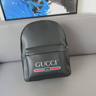 男包Gucci 古奇標志rint印花雙肩包 男女通用背包 經典設計 ，實物拍攝 奢華面料 配送小 NO.2409