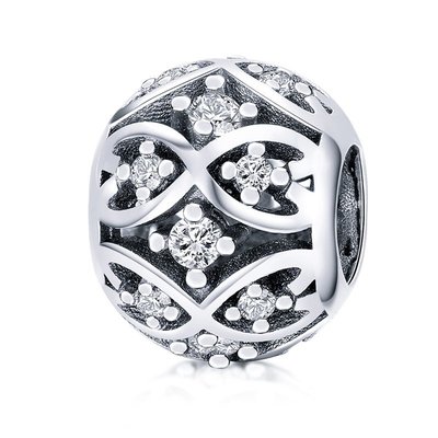 現貨Pandora 潘朵拉 S925純銀手鏈配件鏤空心形串飾diy大孔珠子個性散珠配飾歐美風格明星同款熱銷