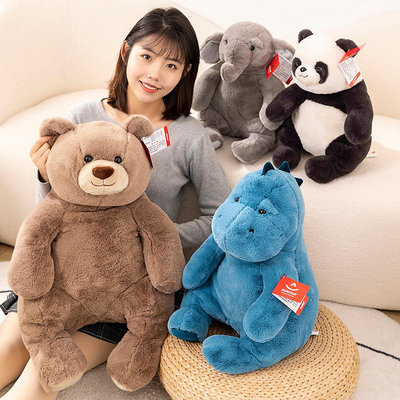毛絨玩具玩偶胖胖大象熊貓女孩兒童生日禮物娃娃床上恐龍睡覺抱枕