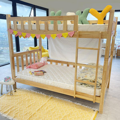 【床架】實木床架│ 雙層床 免費組裝/單床架人【大黃蜂】上下舖 上下床 高腳床 KIKY