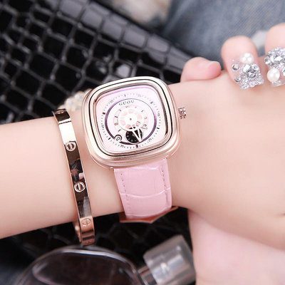 熱銷 古歐GUOU女士手錶腕錶時尚皮帶時尚潮流防水品牌女錶學生錶720 WG047