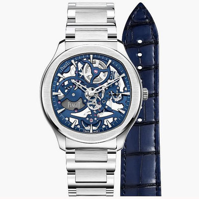 預購 伯爵錶 Piaget Polo系列 Piaget Polo鏤空腕錶 42mm G0A45004 機械錶 藍色面盤 精鋼錶帶 男錶 女錶