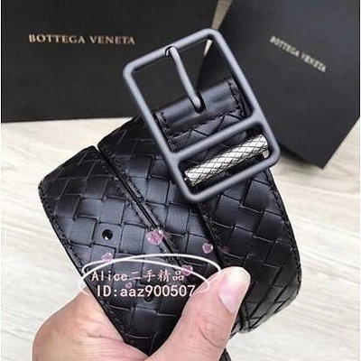 精品二手 BOTTEGA VENETA BV 寶緹嘉 小牛皮編織皮帶 針扣皮帶 腰帶 3.5CM