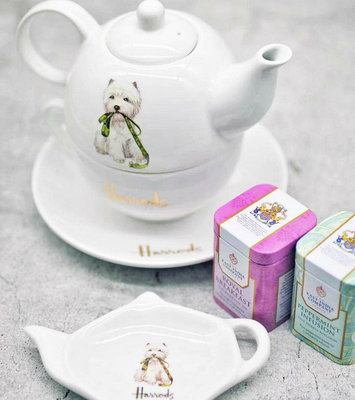 茶藝師 英國哈羅斯Harrods出口西高地外貿小熊陶瓷茶壺茶杯子母壺骨瓷杯