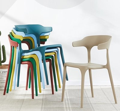 北歐椅子靠背餐廳 塑膠餐椅 成人 現代簡約 懶人創意休閒 家用 餐廳桌椅 洽談椅 會談椅 休閒椅辦公椅可疊收納設計裝潢