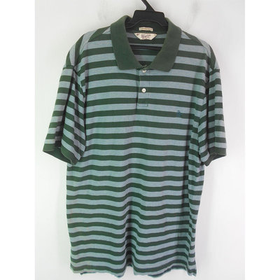 男 ~【Munsing wear企鵝】淺藍色+松綠色條紋POLO衫 XL號(4B163)~99元起標~