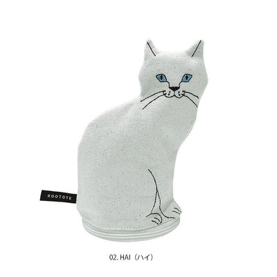 【限時代購】全新日本專櫃ROOTOTE超可愛貓咪刺繡造型迷你收納包/萬用包(灰/白/黑色)