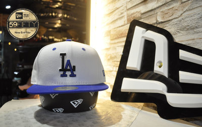 New Era x MLB LA Dodgers 59Fifty 洛杉磯道奇白底藍帽簷雙色繡線全封棒球帽