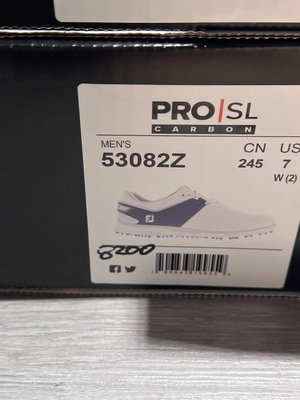 全新商品 FootJoy Pro SL Carbon 男鞋 (無釘) 白/藍 #53082   Pro SL Carbon