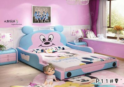 【大熊傢俱】CB P11  造型床 米奇床 卡通床 兒童床 皮床 軟床 藍色 單人床 米老鼠 雙人床 可愛床 單人加大