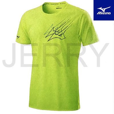 Mizuno 美津濃 男路跑短袖T恤 J2TA200244 螢光黃 短袖 T恤 運動上衣