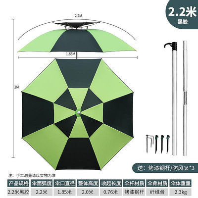 【釣魚工具】釣魚傘大釣傘防暴雨加厚防曬遮陽傘萬向雙層防雨傘垂釣傘