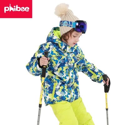現貨熱銷-phibee菲比小象兒童滑雪服男童女童單雙板學生滑雪服衣褲套裝加厚-特價