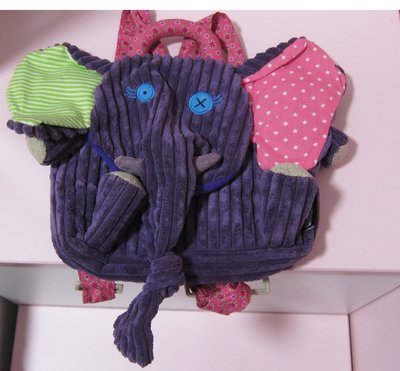 二手轉售-嬰童兒界潮牌法國DEGLiNGoS搖滾風星星橫條紋紫色大象款絨毛玩偶布偶手提包後背包~QQmei的小QQ也有用
