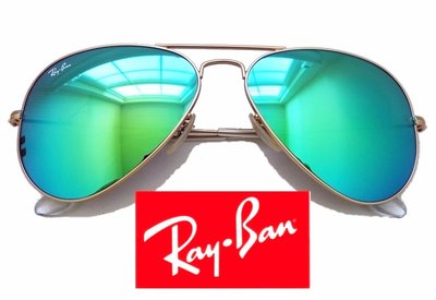 RAY-BAN 太陽眼鏡 雷朋飛行員 飛官 湖水綠色反射水銀鏡片 霧金框 3025 112/17 58【以靡專櫃正品】