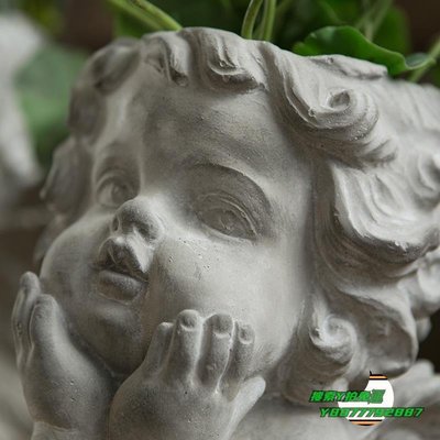 【熱賣精選】水泥盆水泥歐式天使花盆別墅人物女孩綠植花器花園藝裝飾擺件雕塑造景