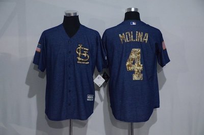 Cardinals球衣MLB紅雀隊棒球服4號MOLINA藍色1開衫T恤短袖訓練服