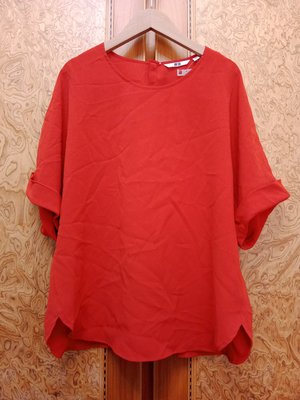 全新 【唯美良品】UNIQLO 桔色雪紡上衣 ~ W630-6328  XL.