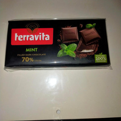 效期至2023年8月底 Terravita 70%黑巧克力 薄荷夾心 95g 苦甜完美調合的配方 波蘭 原裝原條進口 產地嚴選可可豆